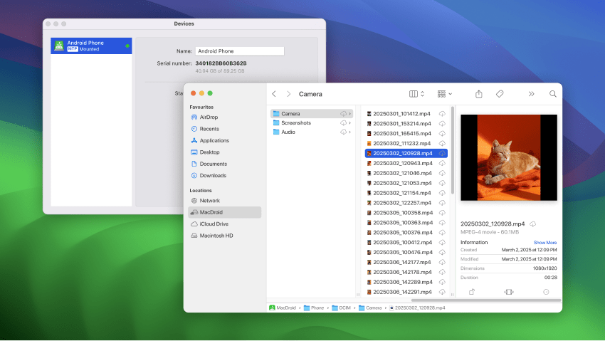 MacDroid is perfect for video transfer